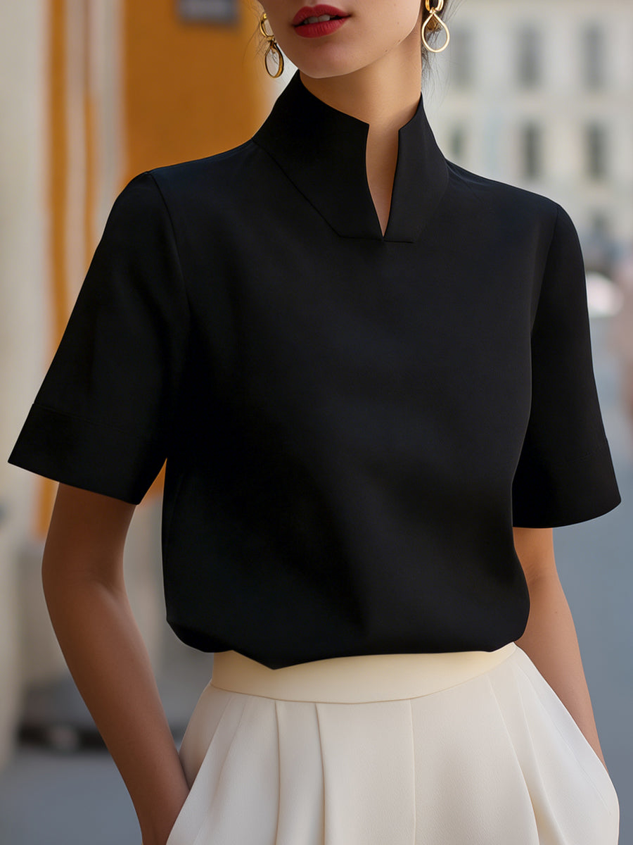Minimalist Stand Collar Blouse