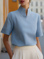 Minimalist Stand Collar Blouse
