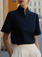 Minimalist Stand Collar Blouse