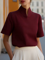 Minimalist Stand Collar Blouse