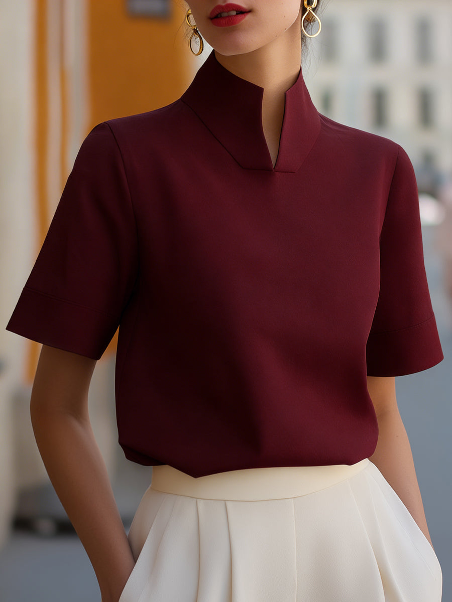 Minimalist Stand Collar Blouse