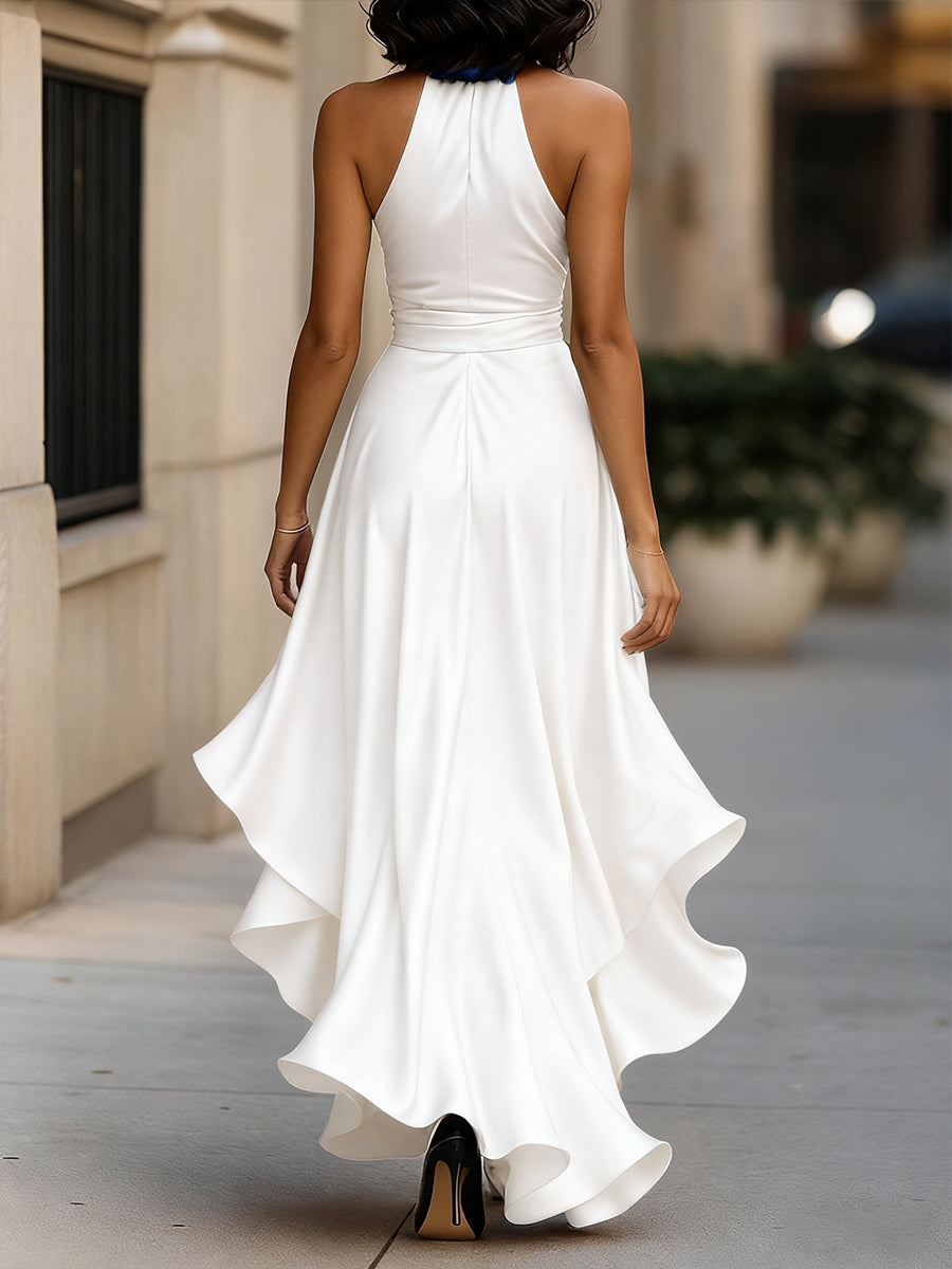 Women's Satin Halter Maxi Dress