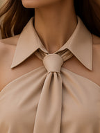 Sleeveless Halter Tie Blouse