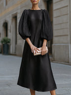 Minimalist Satin A-Line Midi Dress