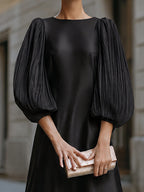Minimalist Satin A-Line Midi Dress