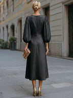 Minimalist Satin A-Line Midi Dress