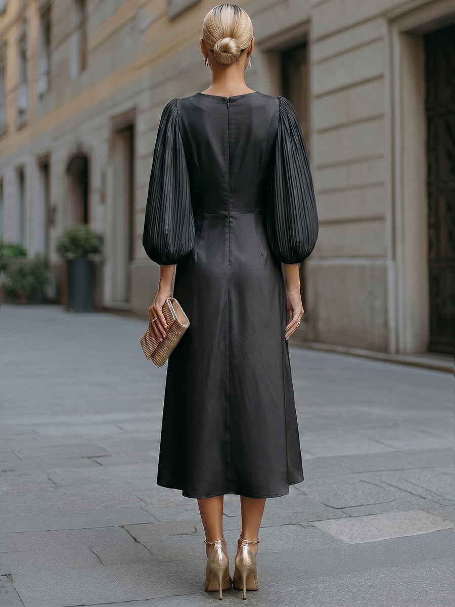 Minimalist Satin A-Line Midi Dress