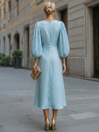 Minimalist Satin A-Line Midi Dress