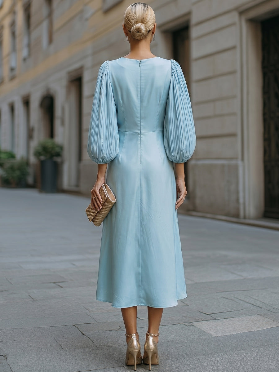 Minimalist Satin A-Line Midi Dress