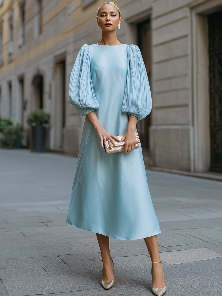 Minimalist Satin A-Line Midi Dress
