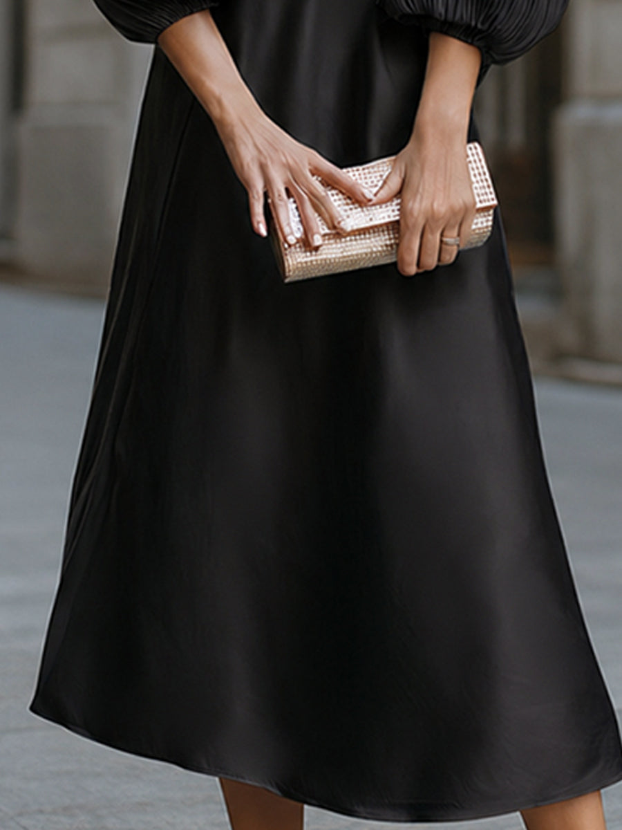 Minimalist Satin A-Line Midi Dress