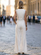 Contrast Trim Wide-Leg Jumpsuit