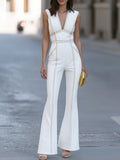 Gold Trim Flared Jumpsuit