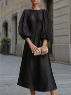 Women's Satin A-Line Midi Dress