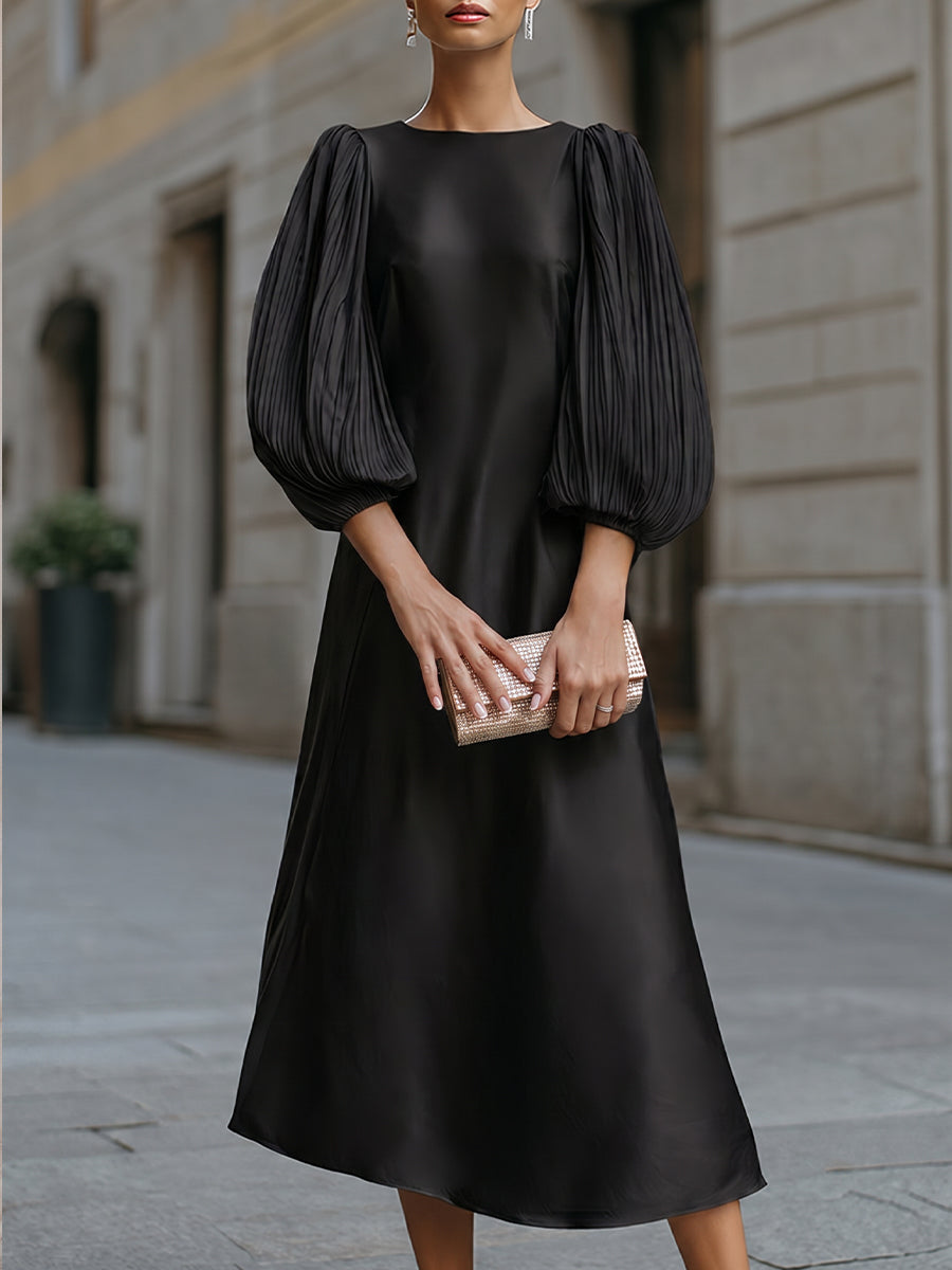 Women's Satin A-Line Midi Dress