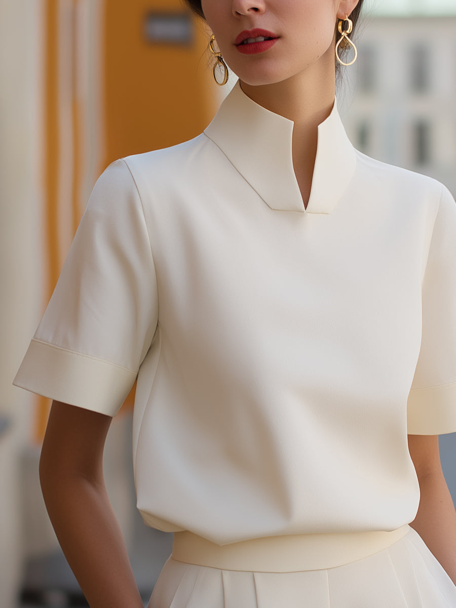 Minimalist Stand Collar Blouse