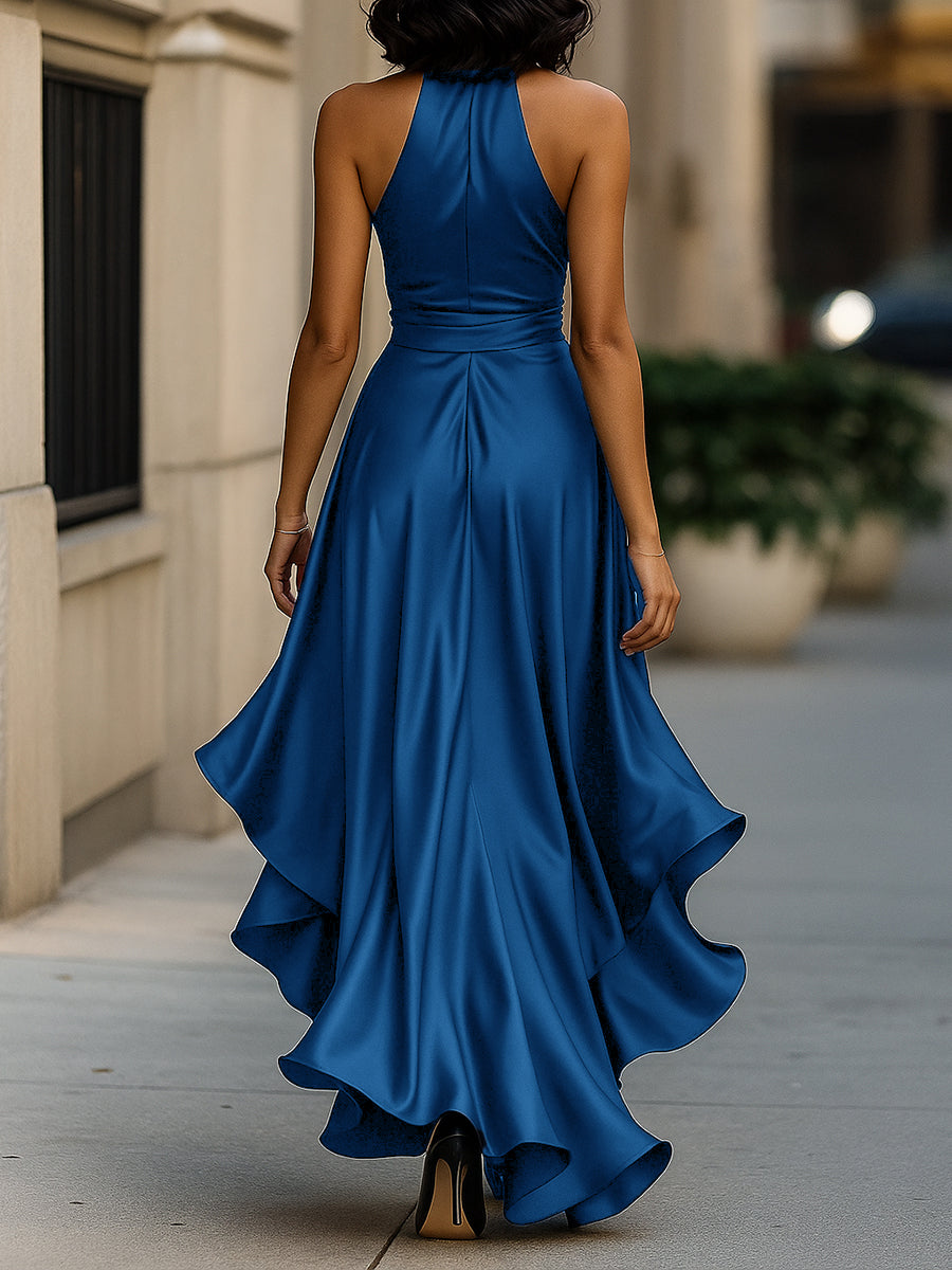 Women's Satin Halter Maxi Dress