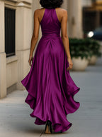 Women's Satin Halter Maxi Dress