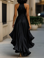 Women's Satin Halter Maxi Dress