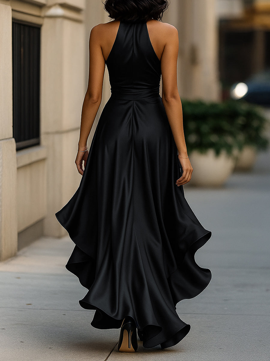 Women's Satin Halter Maxi Dress