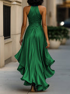 Women's Satin Halter Maxi Dress