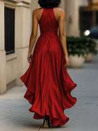 Women's Satin Halter Maxi Dress
