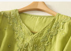 Women's V-Neck Embroidered Blouse