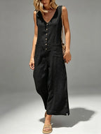 Women's Linen Blend Wide-Leg Jumpsuit