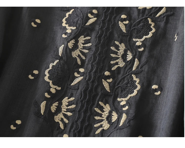 Women's V-Neck Embroidered Blouse