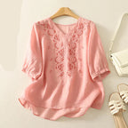 V-Neck Embroidered Blouse