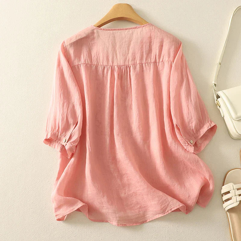 V-Neck Embroidered Blouse