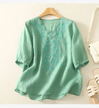 V-Neck Embroidered Blouse