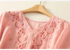 Women's V-Neck Embroidered Blouse