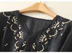 Women's V-Neck Embroidered Blouse