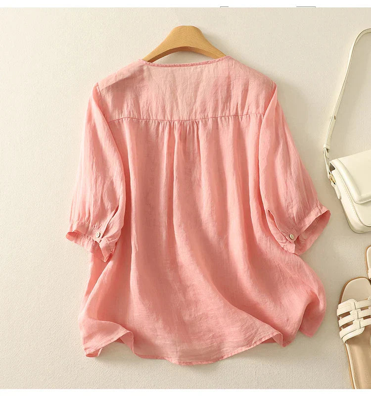 Women's V-Neck Embroidered Blouse