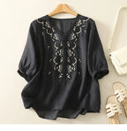 V-Neck Embroidered Blouse
