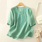 V-Neck Embroidered Blouse