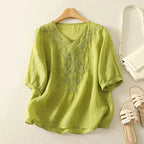 V-Neck Embroidered Blouse