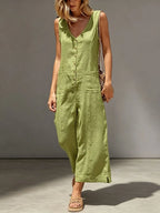 Women's Linen Blend Wide-Leg Jumpsuit