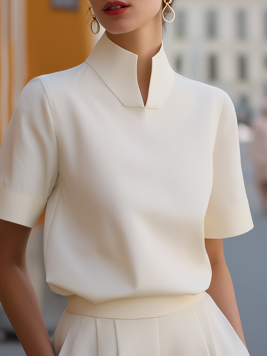 Minimalist Stand Collar Blouse