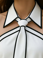 Contrast Trim Halter Blouse