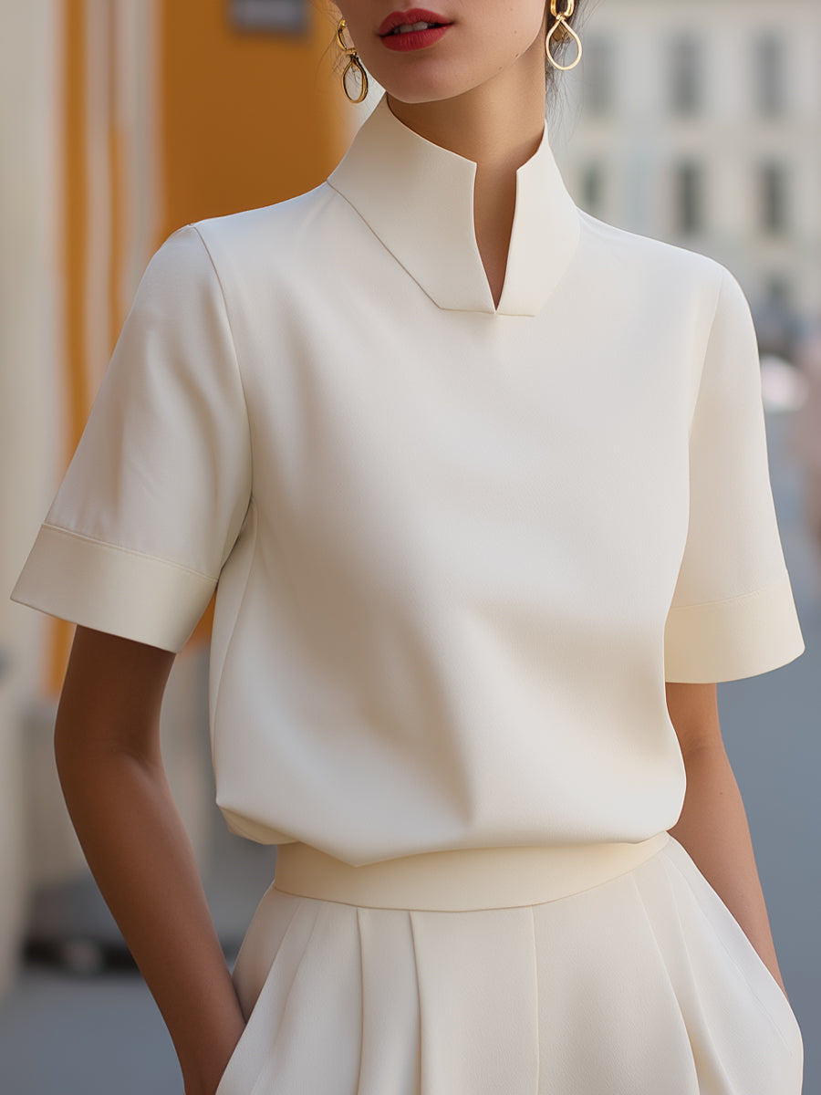 Minimalist Stand Collar Blouse
