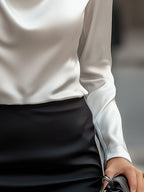 Draped Neck Satin Blouse